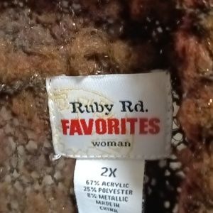NWT FINAL PRICE Ruby Rd brown tan gold & rust colored cardigan sweater 2X